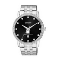 Citizen Black Dial Watch with Swarovski Crystals and Silver-tone Bracelet from Pedre